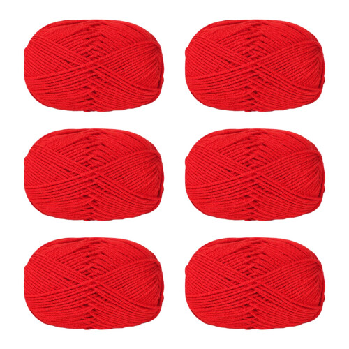 6Pcs Knitting Yarn Thread 50g/Roll Soft Crochet-20 vermilion