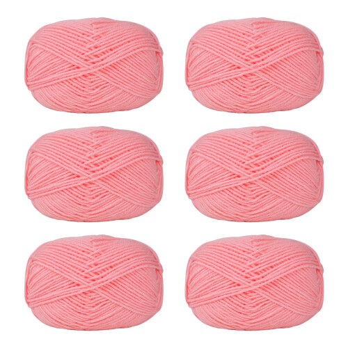 6Pcs Knitting Yarn Thread Soft Crochet Thread-02 dark pink