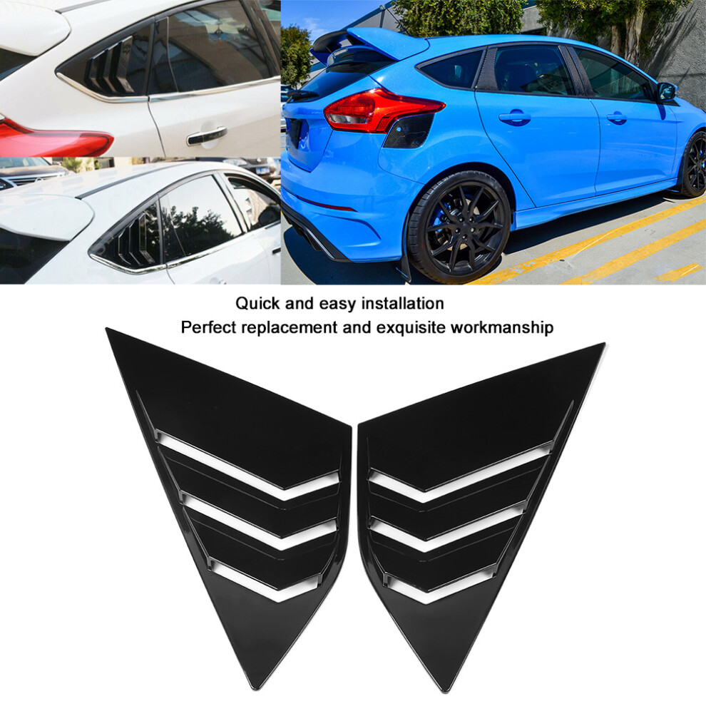 Pair Rear Window Louver For Ford Focus St Rs Mk3 12-18 Bright Black 5041362359707