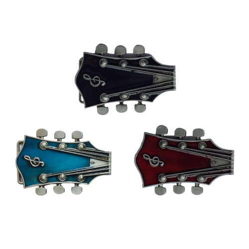 Creatively Guitar Shape Buckle Belt DIY Components Western-Red 2