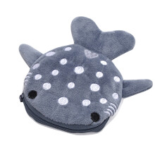 Cute Plush Shark Shape Coin Purse for Women Whale Shape-Gray