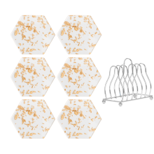 Luxuriöse Acryl-Tassenuntersetzer, vielseitig einsetzbar dank hochwertigem Material für den täglichen Gebrauch (mit Goldfolienverzierung)