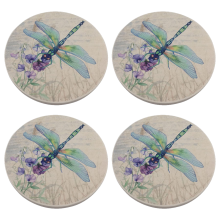 Marble Coasters, Absorbent Round Coasters with Non-Slip Rubber Base, Wide Applicability for Drinks, Keep Tabletop Dry and Free from Scratches, 4PCS Se