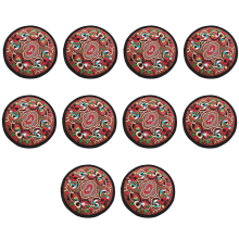 Conjunto de porta-copos vintage com estampa étnica floral, tamanho grande, em tecido, que protege os móveis do calor, frio e umidade. Os sulcos