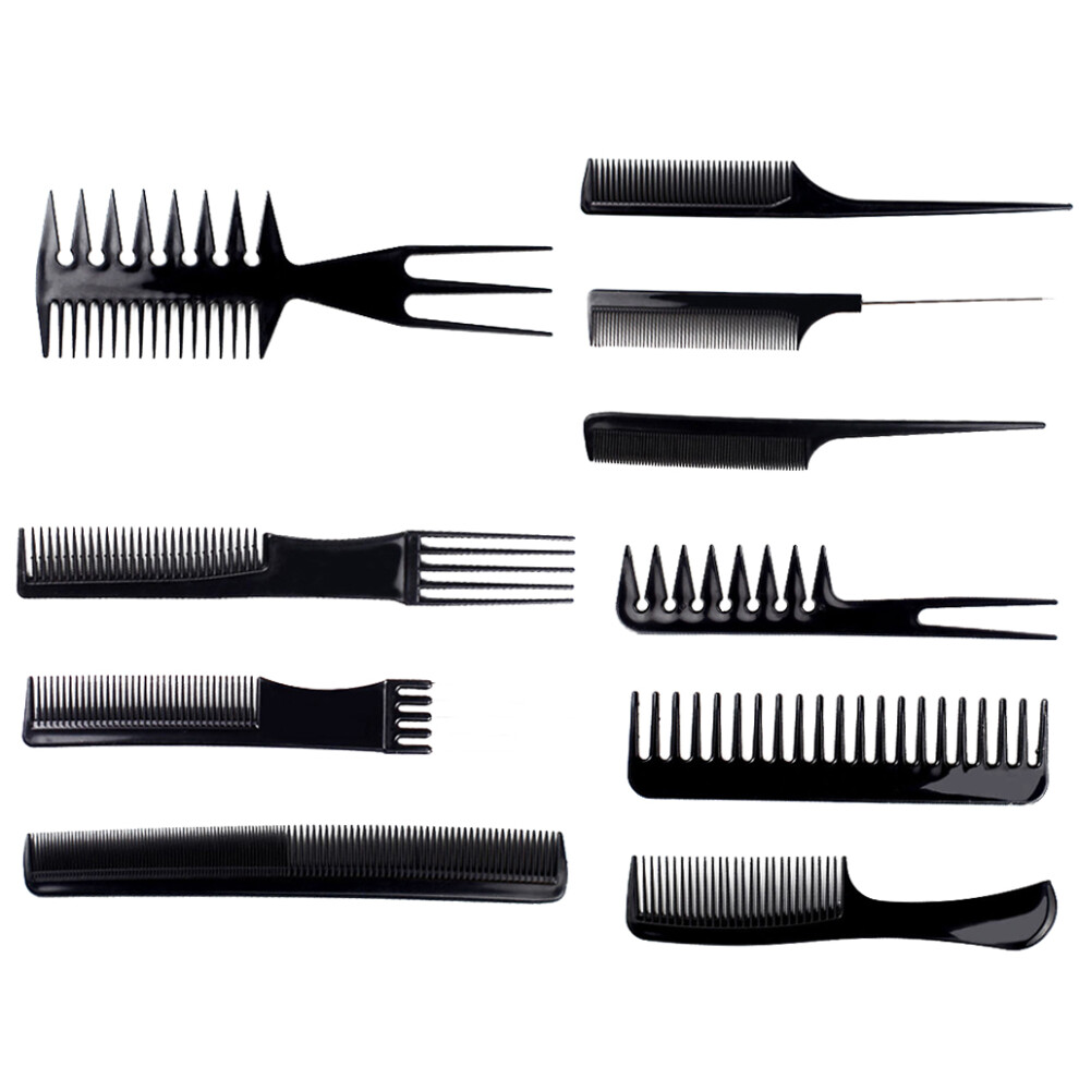 Unisex 10 Pack Plastic Hair Comb Modelling Ple Hairbrush Combing Tools