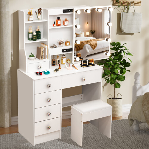 Dresser Table Vanity Makeup Desk LED Light Mirror 2