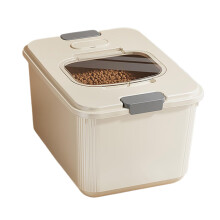 Pet Food Storage, Cat Treat, Storage Bucket, Waterproof Food Container with Measuring Cup for Kitchen, Outdoor, Camping and Pets White