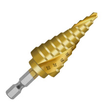 1PC HSS 4-20mm Titanium Coated Spiral Groove Step Drill Bit For Drilling Aluminum Metal Wood Holes On Plates Cutter Core Drill Bits(4-12mm)