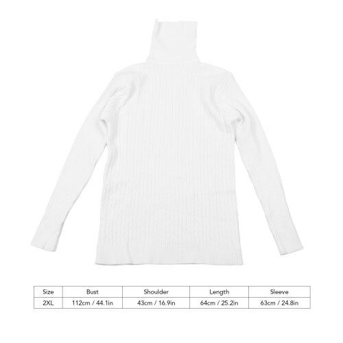 Herren Weißer Hochkragenpullover 2XL Polyester Langarm Freizeitshirt 1
