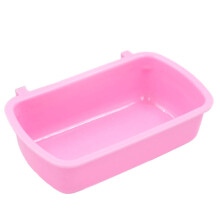 Small Pet Feeding Dish for Case Food Bowl with Hooks Plastic Cup Bird Cage Water Bowl for Birds Hamster Puppy Rabbi pink