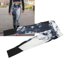 Hoch taillierte, enge schwarze Leggings mit Batikmuster für Damen, Größe XL