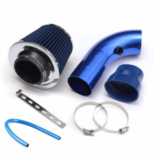 Turbo Universal Cold Intake Kit With Filter 76mm Car Automobile Rubber Hose High Power Induction Supercharger Intake Pipe Automotive Air Filter(Blue)