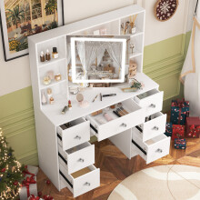 7-Drawer Vanity Makeup Desk Dressing Table Dresser