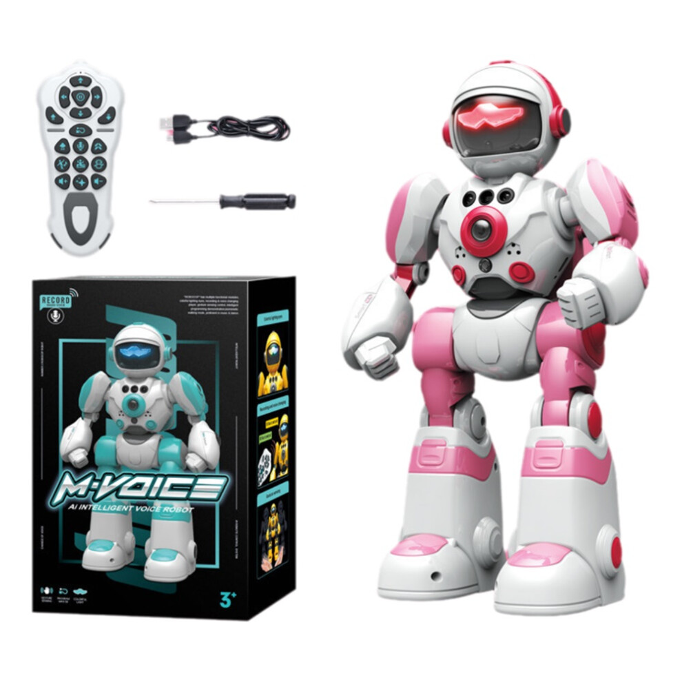 Pink (Pink) Alivio Kids Remote Control Ai Intelligent Voice Robot Gesture Sensing Programming Magic Recording Dance Toy
