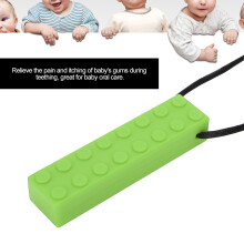 Silikon-Bausteine Beißer Baby-Halskette Grün 20cm Kau-Pendell