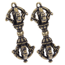 2St Tibetaanse Buddhistische Dorje Hanger, Gouden Metalen Amulet