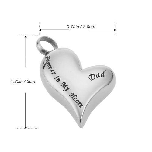 Dad Heart Hart Crematie Urn Hanger Ketting 1