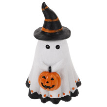 2Stk Weiße Resin Figuren Halloween Tischdeko Mit Kürbismotiv