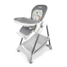 Silla alta multifuncional - NENO - Gris - 378 posiciones - Reposapiés ajustable - Cinturones de seguridad de 5 puntos