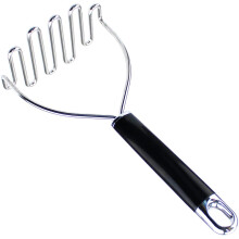 Hochwertiger Kartoffelstampfer aus Edelstahl, ergonomischer Griff, ideal zum Zerkleinern von Gemüse und Avocados, 26 cm (10,24 Zoll), schwarz,