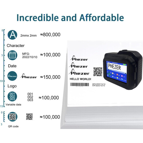 (PC98 Mini Printer) Portable Mini Handheld Inkjet Printer for Flat and Curved Surface, with Touch Screen Quick-Drying Ink Cartridge 2