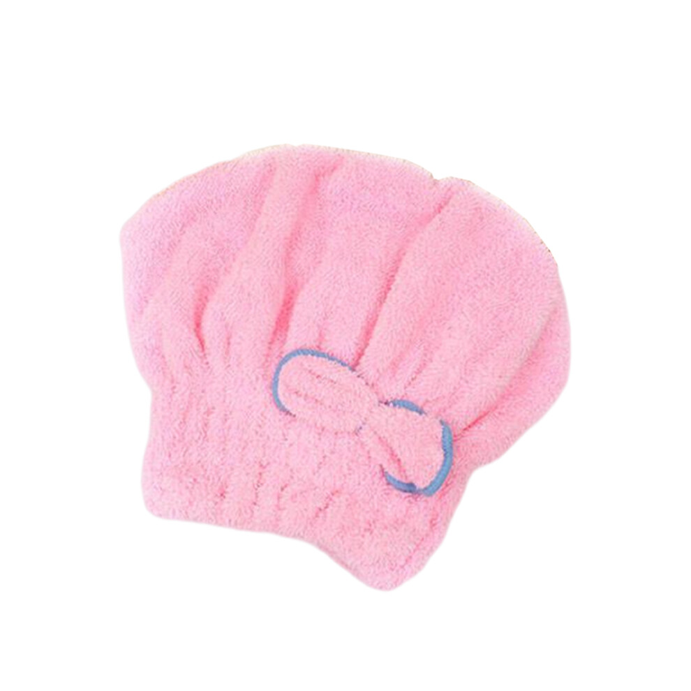 (Pink) Showering Cap Thicken Hair Bath Hat Decoration Wraps Towel Accessory