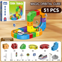(51PCS/SET) NEW klick Rail Electric Train Set, Electric Train Set 3D Stem Learning Toy XMAS GIFTS