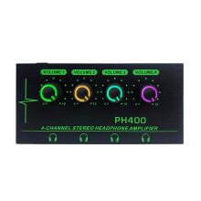 Headphone Amplifier 4Channels Metal Stereo Amplifier Earphone Splitter Control LED