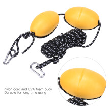 White Black Kayak Leash Rope with Floating Ball & Steel Hook