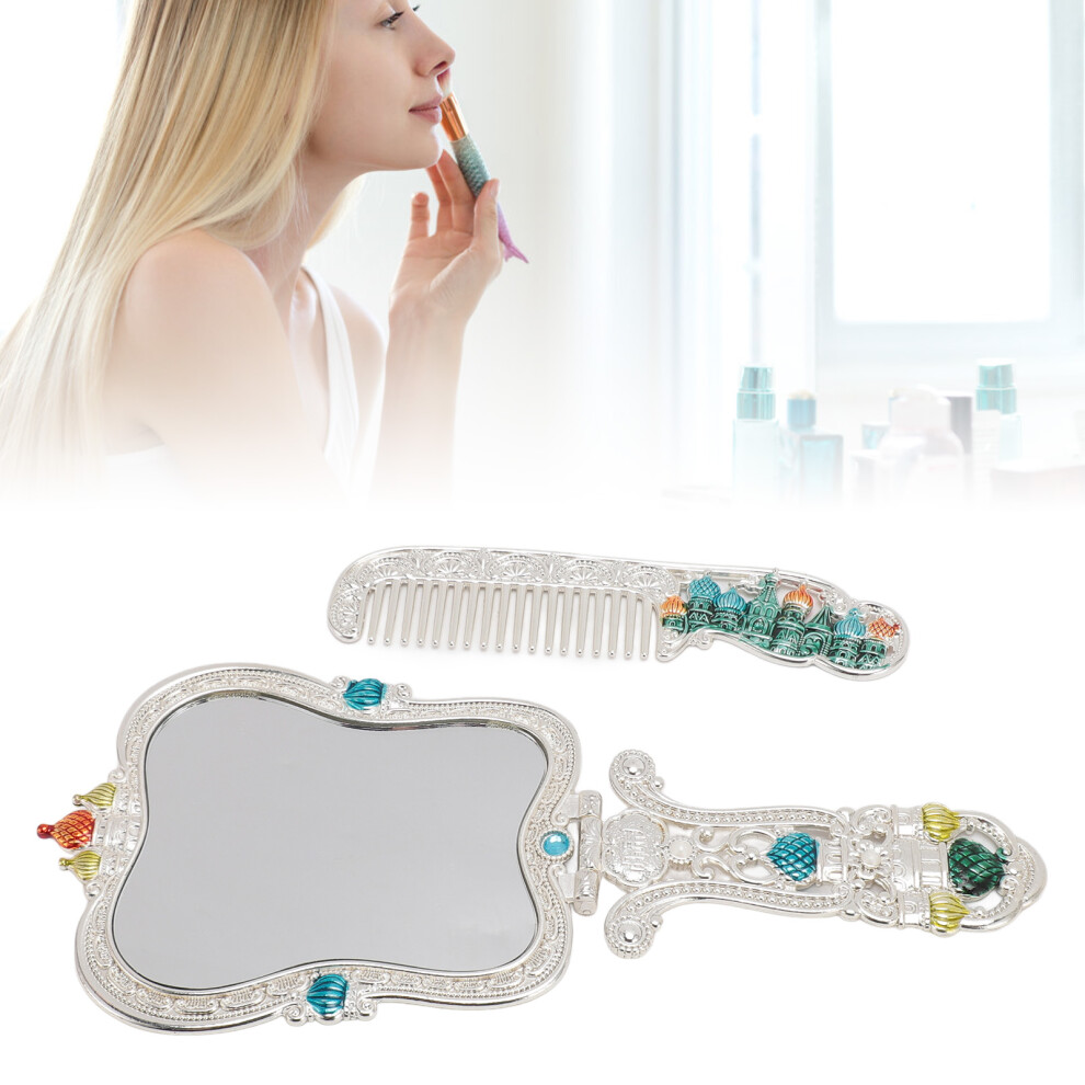 Vintage Zinc Alloy Castle Mirror & Comb Set â 24x10.6cm, Handheld