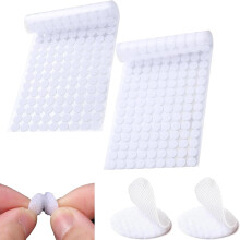 Klittenband plakstippen 10mm, 100 stuks, zelfklevend, rond, dubbelzijdig klevend klittenband, ronde klittenbandstroken voor schoolmateriaal,