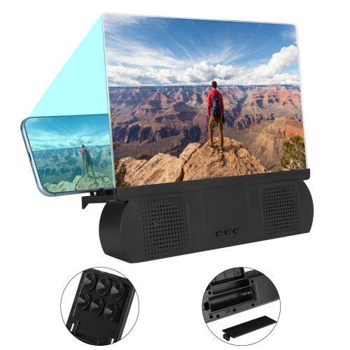 10 Inch HD Acrylic Screen Magnifier with Bluetooth Speaker, Black