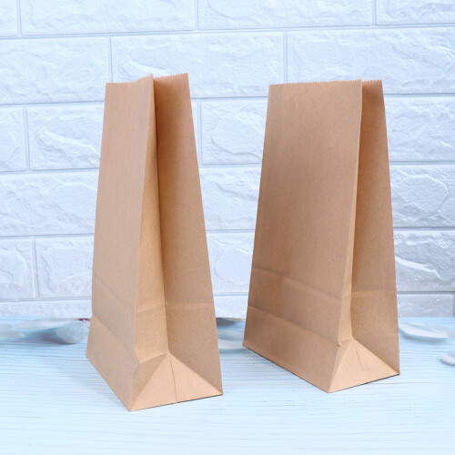 100Stück Kraftpapier Lebensmittelbeutel Mit Quadratischem 21,5X12X7Cm 2