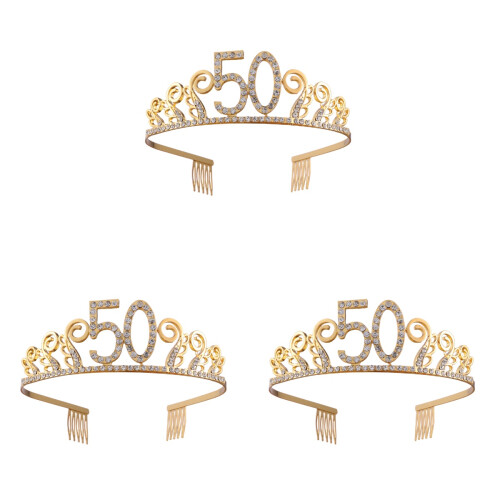 3Stk Goldfarbene Tiara Mit Für Und 1