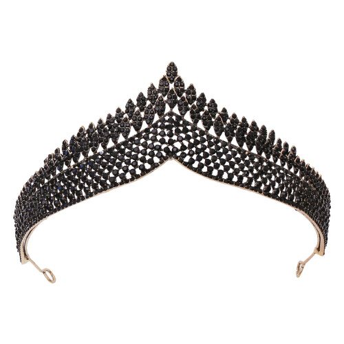 2Stk Retro Schwarz Krone Tiara Braut Haarschmuck