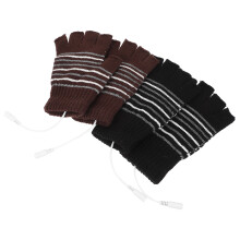 2Paare USB Beheizte Handschuhe Woll Handschuh Halbfinger Wärme Winter