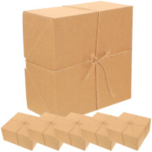 6Stück Braune Kraftpapier Geschenkboxen Quadratisch Leere Verpackung