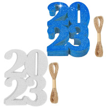 Set Vase 2023 Etiketten Glitzer Abschlussfeier