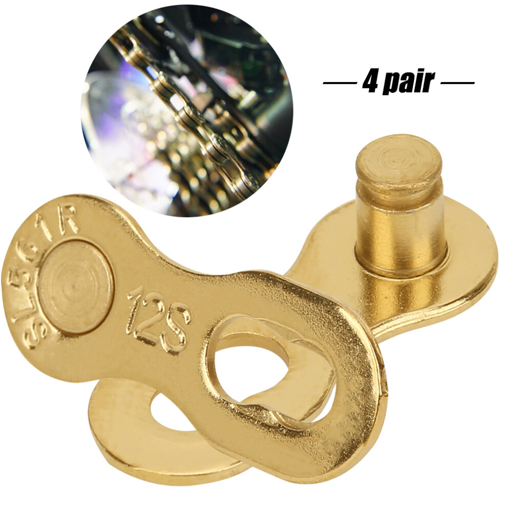 Bicycle 12-Speed Chain Missing Link Connectors 4 Pair Steel Golden Finish 4641362376929