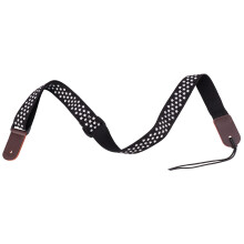 Verstellbarer Baumwoll Ukulele Trager Mit Lederschlaufe Schwarz