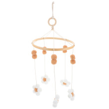 Coffee Boho Flower Baby Mobile Safe Beech Wood Nursery Decor