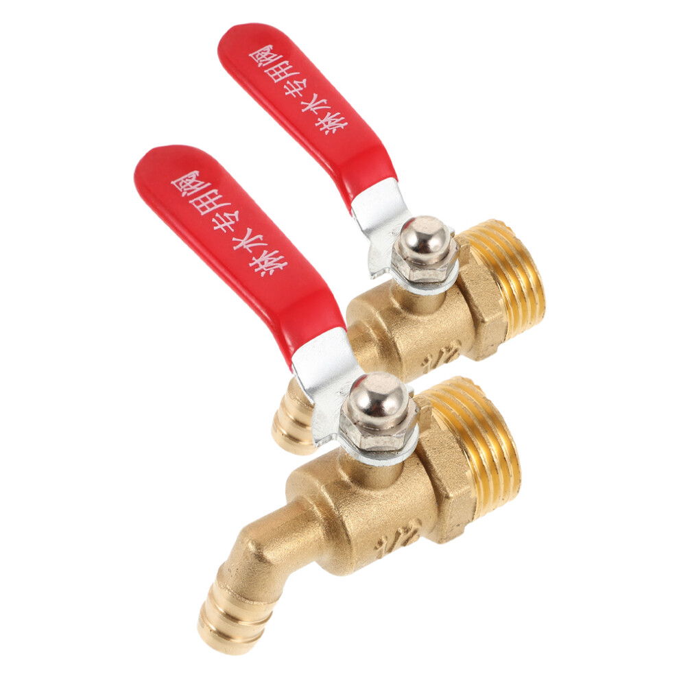 2Pcs Copper Red Handle Bent Spout Ball Valve Mini Shut Off 3491052614159
