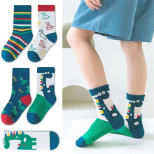 Kinder-Dinosaurier-Muster-Mittelschaftsocken, 5 Paar, 3-5 Jahre