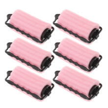 6Pcs Large Pink Sponge Curlers for Effortless Overnight Hair Styling