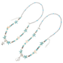 2Pcs Durable Alloy Women Ankle Chains Summer Beach Foot Jewelry