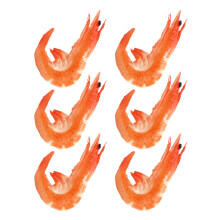 6Pcs Orange PVC Artificial Shrimp Model Realistic Fake Food Prop Decor