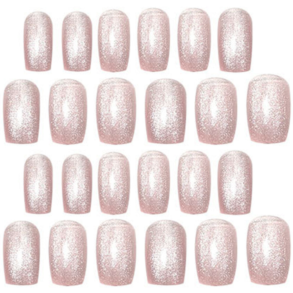Happyyami Pink 24Pcs Abs Press On Nails Short Fake Nails Glue On False Nail Tips