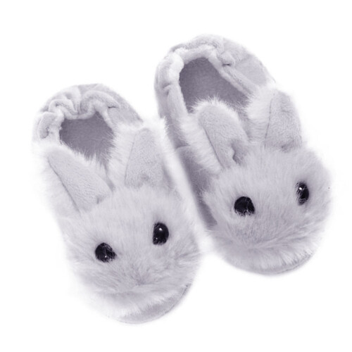 1Pair Warm Winter Children Slippers Grey Bunny Shape Practical Nonslip