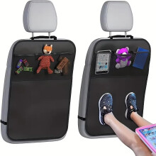 2PCS Car Seat Back Kick Protectors, Waterproof Anti-kick Cover, with 3 Pocket Storage Organizers, Compatible with Hyundai Bayon Tucson Ioniq