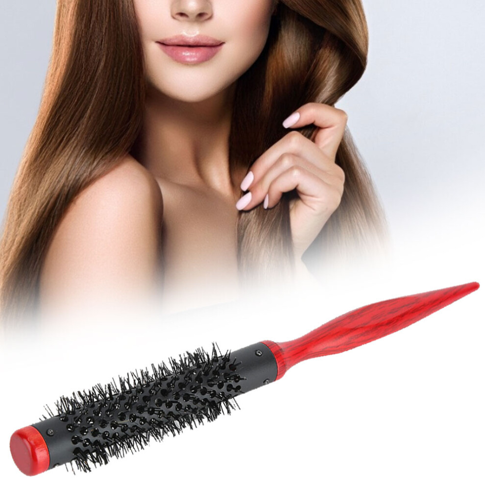 Red Wooden Handle Roller Comb With Nylon Bristles - Hair Styling Tool